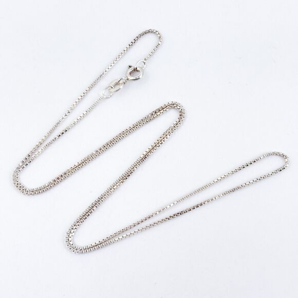 Vintage India Sterling Silver 925 1mm Box Chain Necklace 18" - Picture 1 of 3